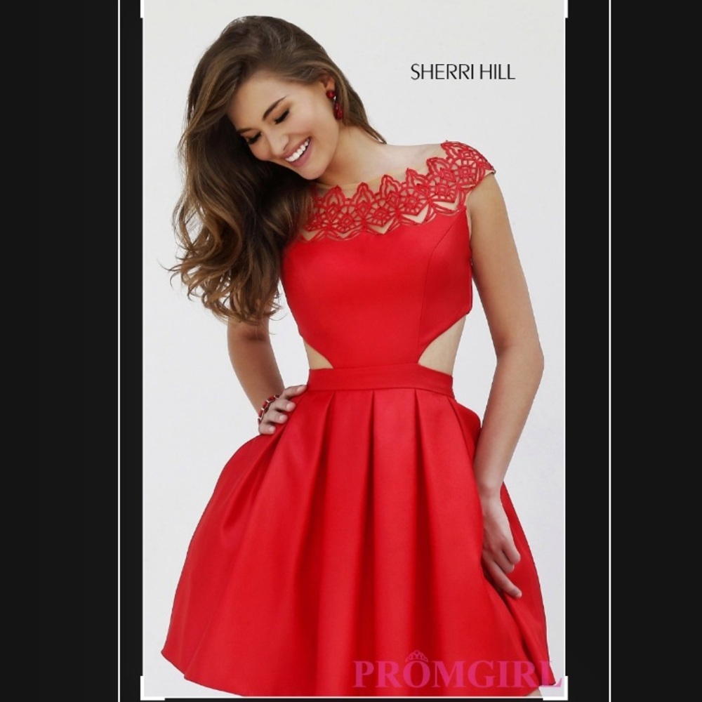 Short Cap-Sleeve Mock Two-Piece Sherri Hill Dress
